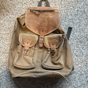 vintage high sierra backpack brown canvas leather rucksack hiking